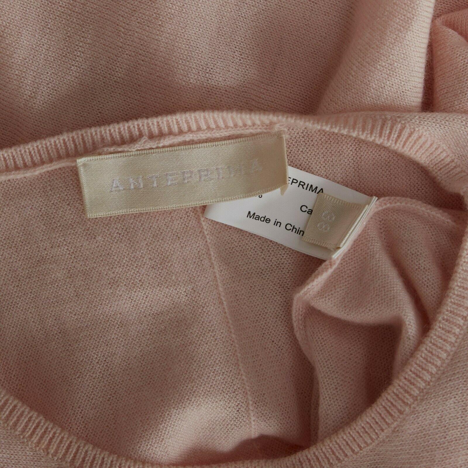 ANTEPRIMA 100% cashmere light pink dual pocket long sleeve boxy sweater top IT38 6