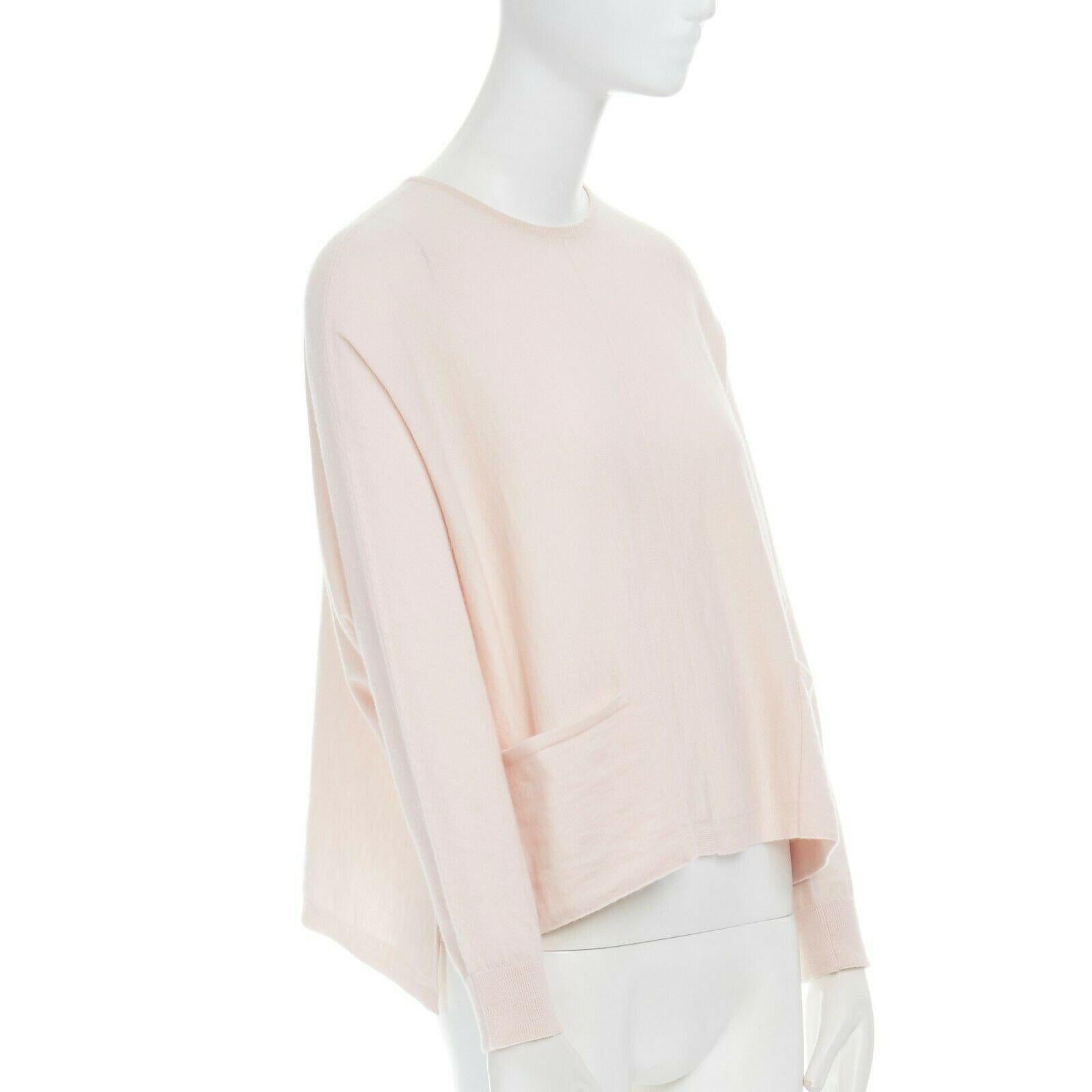 Women's ANTEPRIMA 100% cashmere light pink dual pocket long sleeve boxy sweater top IT38