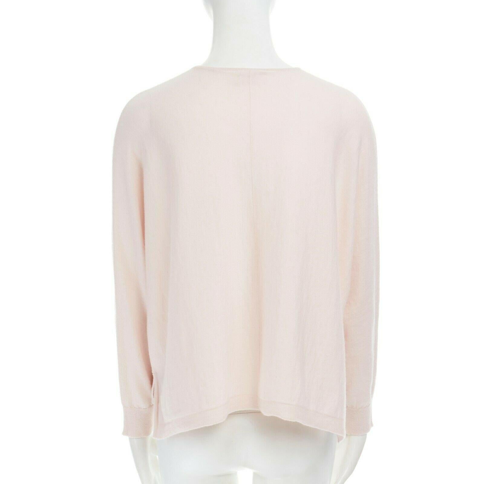 ANTEPRIMA 100% cashmere light pink dual pocket long sleeve boxy sweater top IT38 1