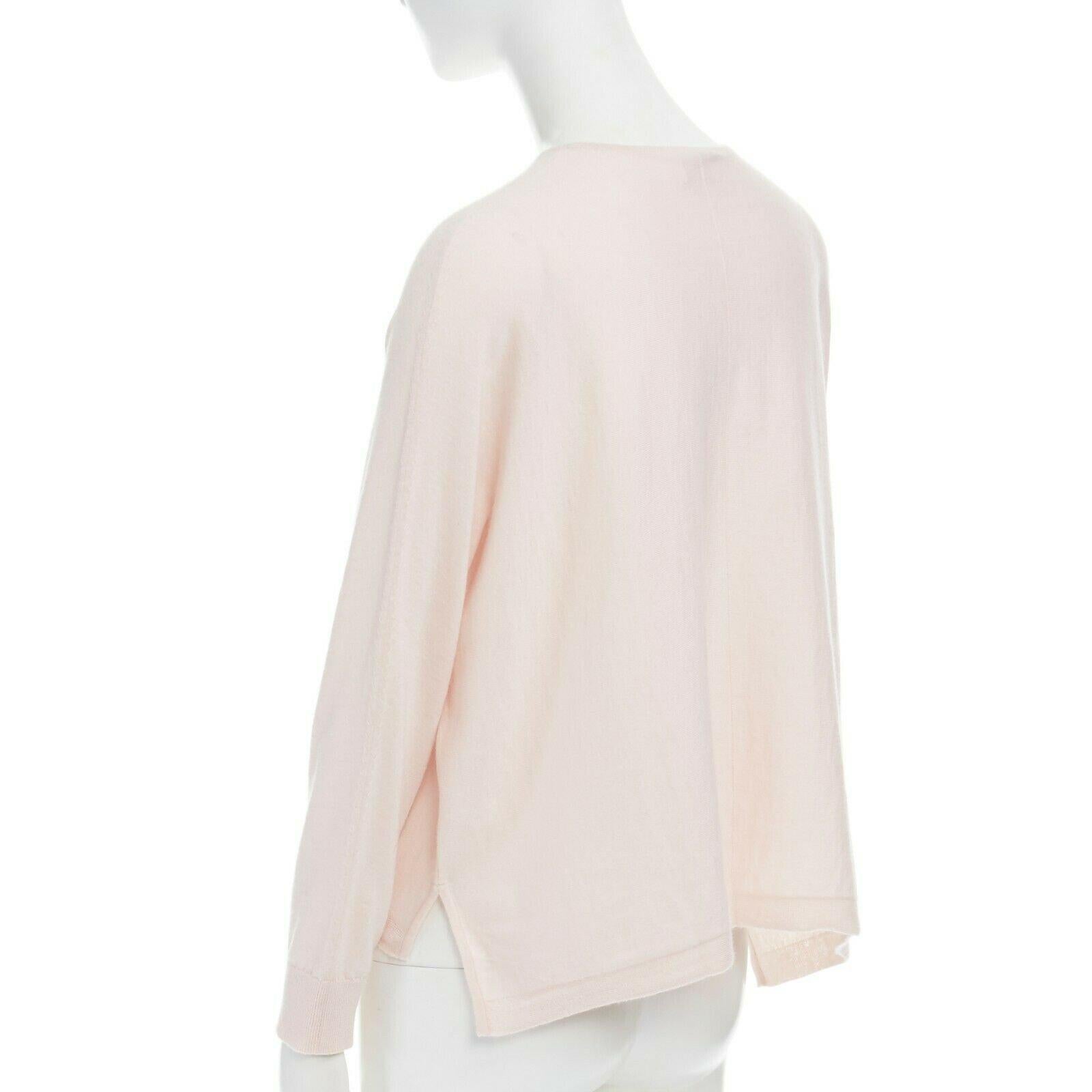 ANTEPRIMA 100% cashmere light pink dual pocket long sleeve boxy sweater top IT38 2