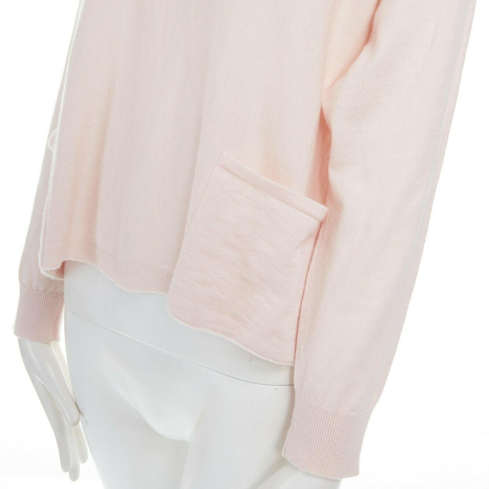ANTEPRIMA 100% cashmere light pink dual pocket long sleeve boxy sweater top IT38 4
