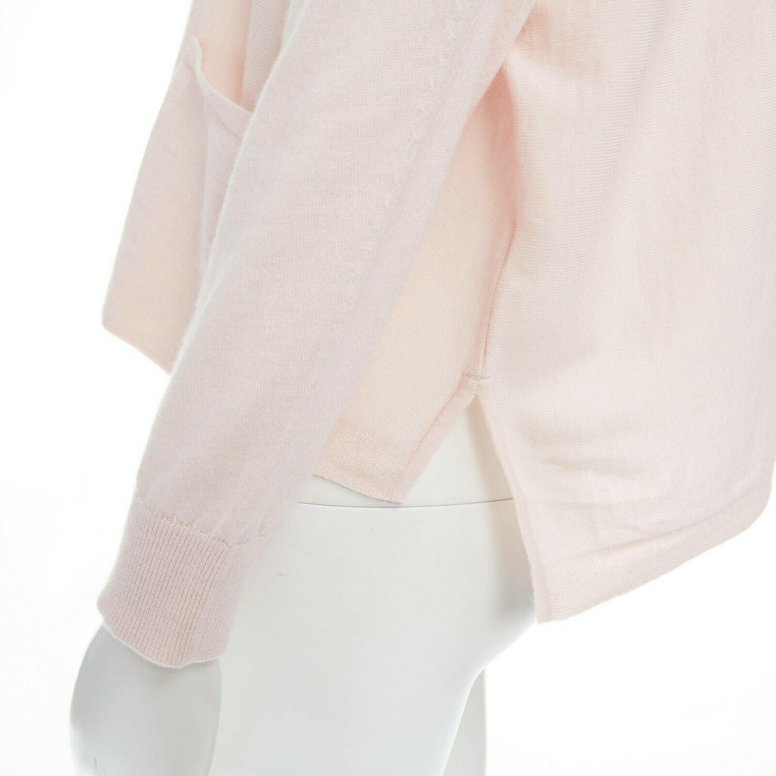 ANTEPRIMA 100% cashmere light pink dual pocket long sleeve boxy sweater top IT38 5