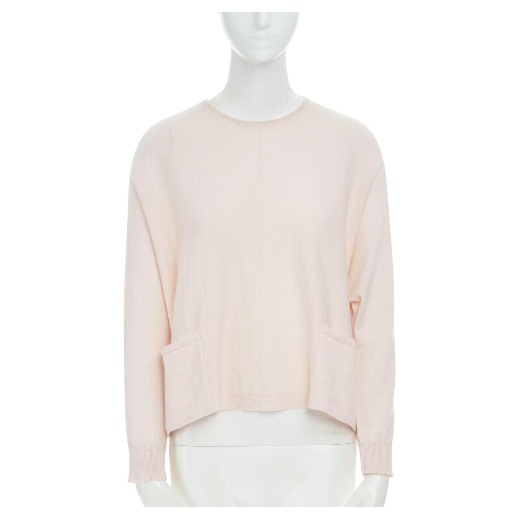 ANTEPRIMA 100% cashmere light pink dual pocket long sleeve boxy sweater top IT38