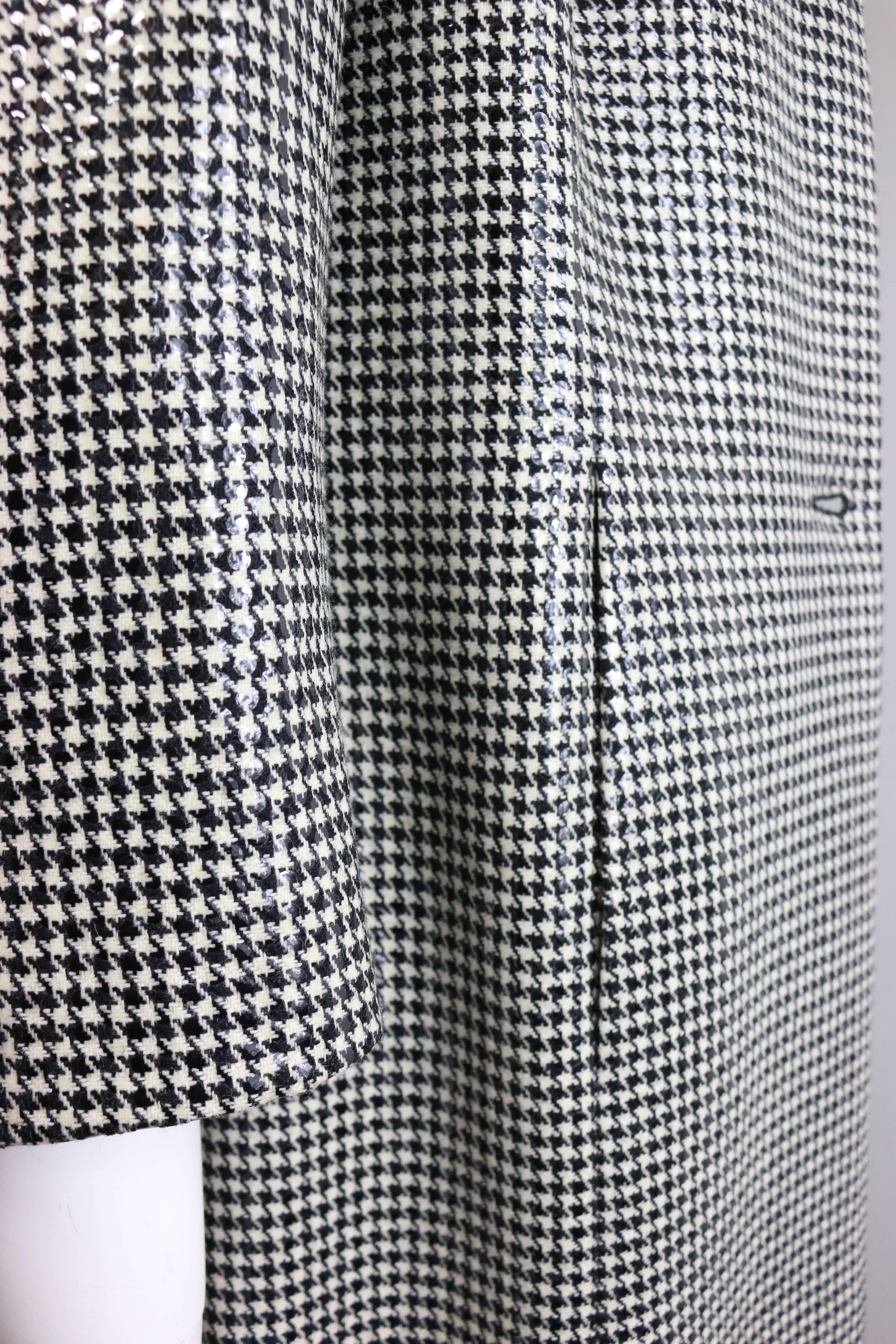 Gray Anteprima black and white houndstooth long Coat For Sale