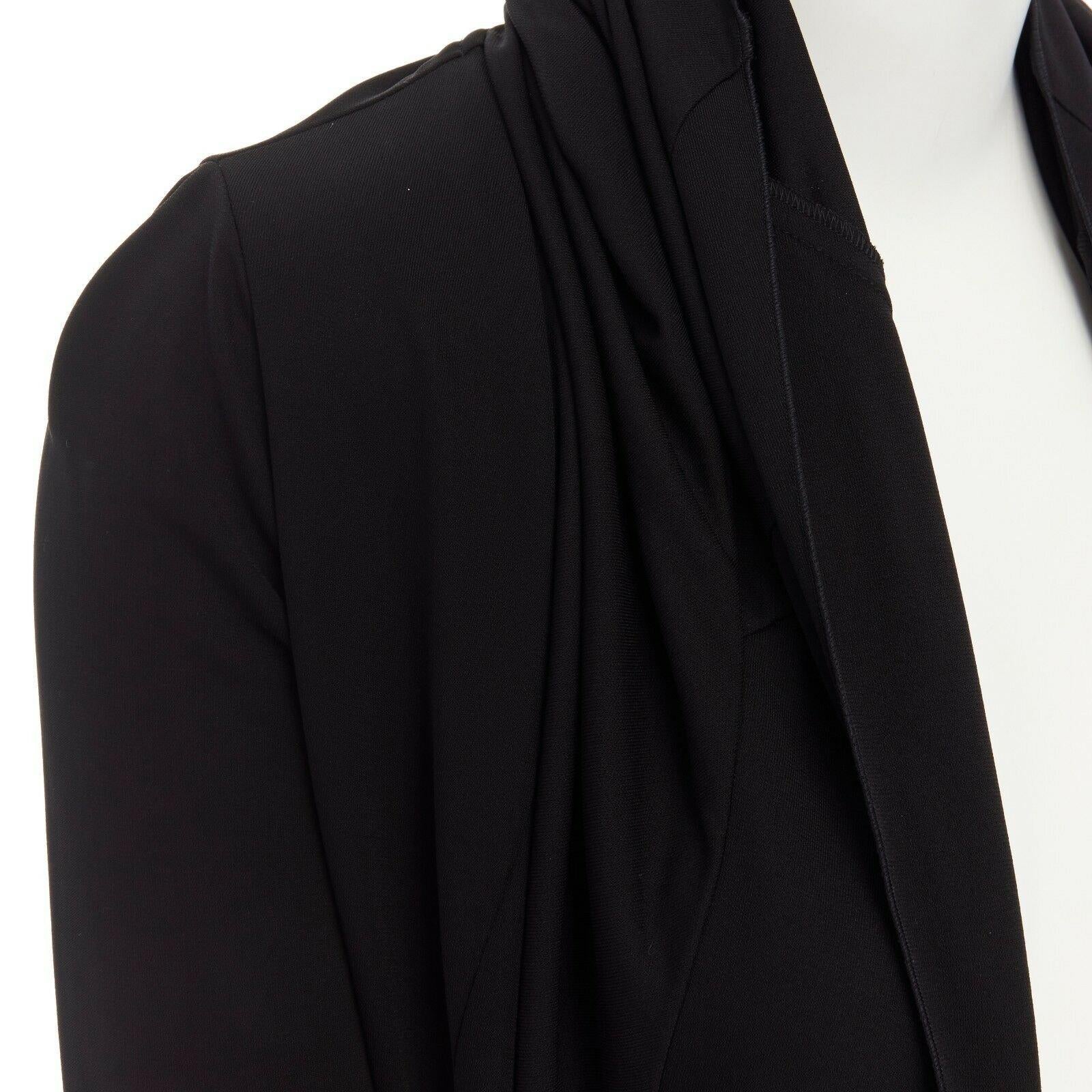 Women's ANTEPRIMA black rayon polyester draped long length cardigan jacket IT36 XS