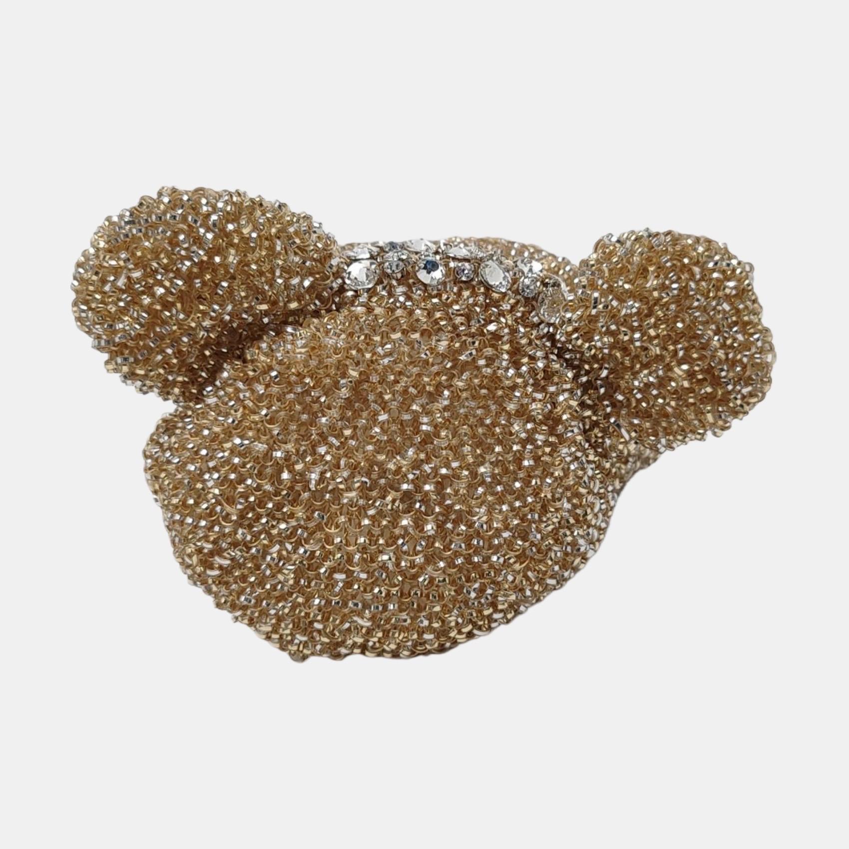 Anteprima Hello Kitty Borsa in cristallo d'oro a filo 3D in vendita 1