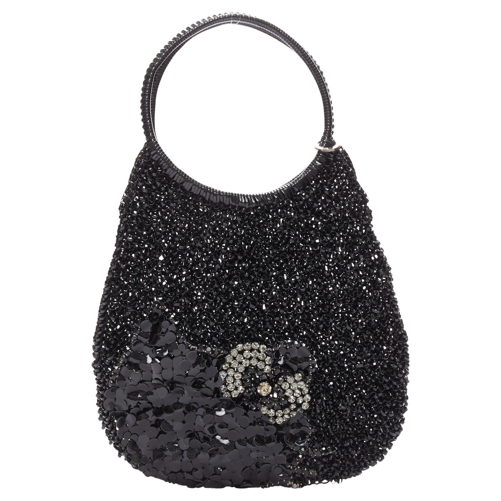 ANTEPRIMA HELLO KITTY Wire Bag black crystal leather sequin teardrop tote For Sale