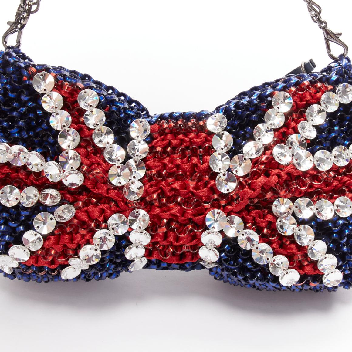 ANTEPRIMA Wire Bag British Union Jack crystal embellished bow clutch 4