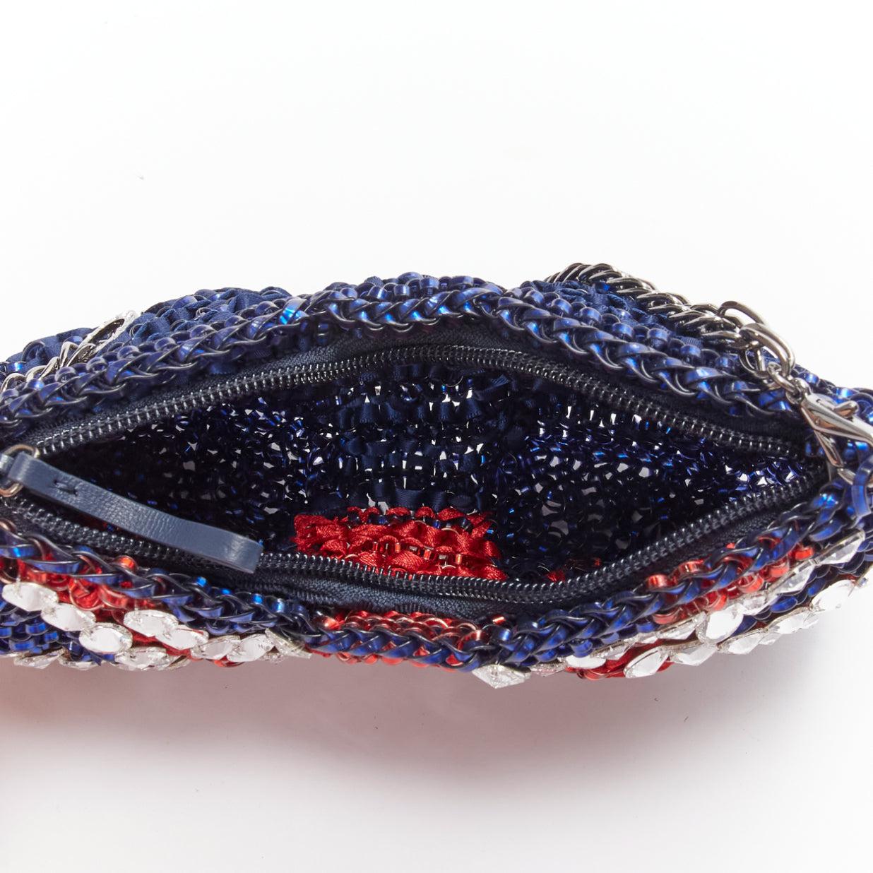 ANTEPRIMA Wire Bag British Union Jack crystal embellished bow clutch 5