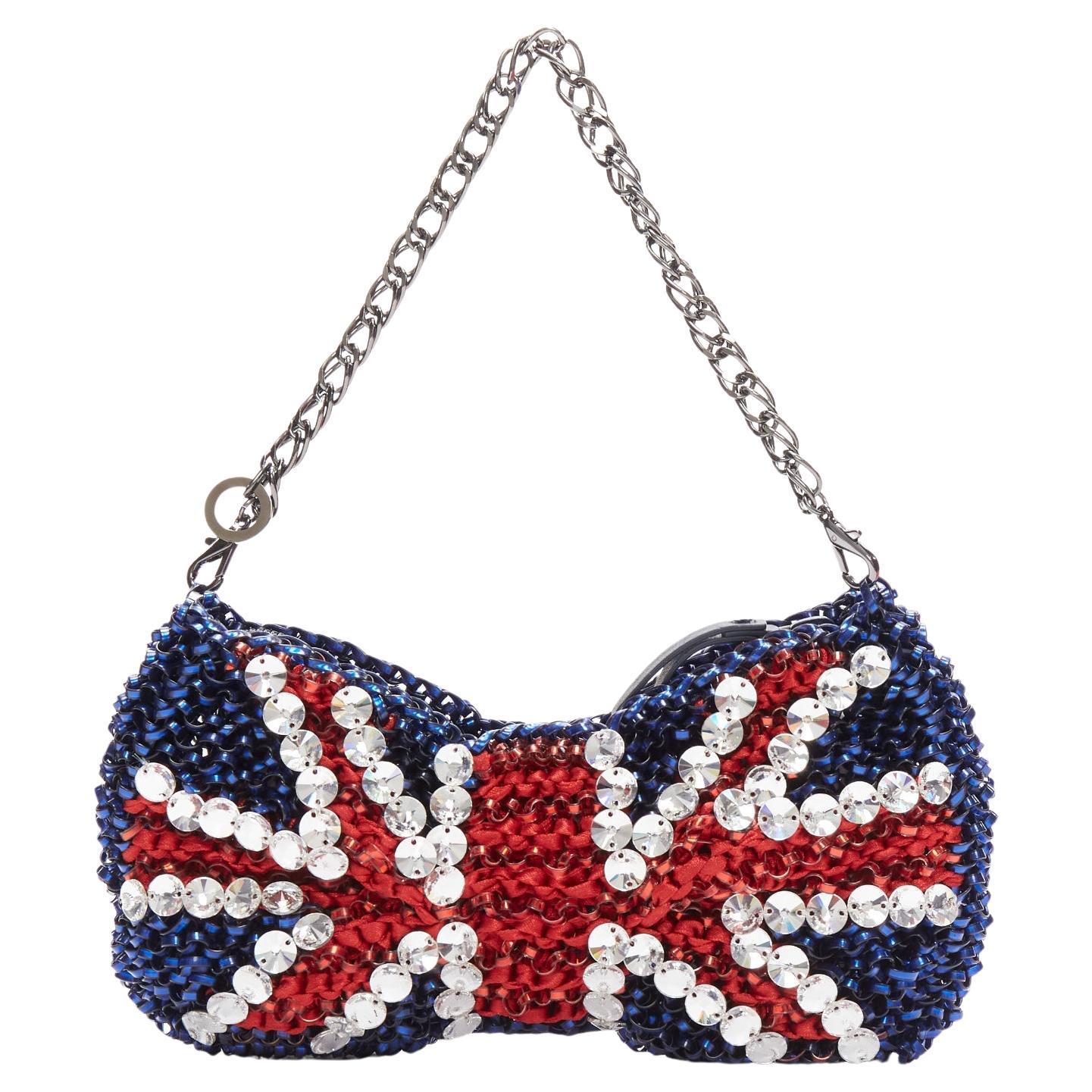 ANTEPRIMA Wire Bag British Union Jack crystal embellished bow clutch