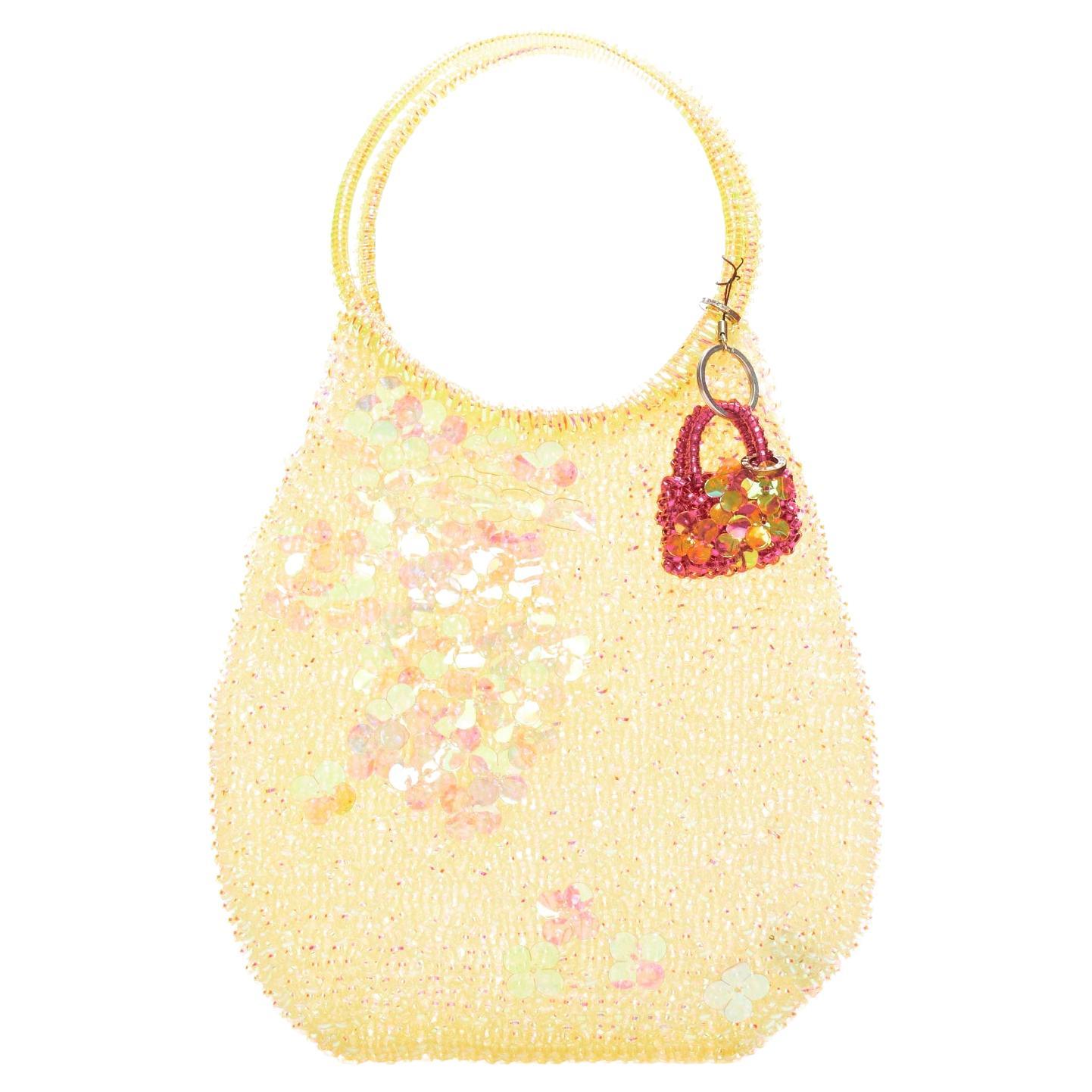 ANTEPRIMA Wire Bag iridescent floral sequins micro charm teardrop tote