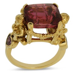 Rubellite Tourmaline and Pink Sapphires Gold Ring