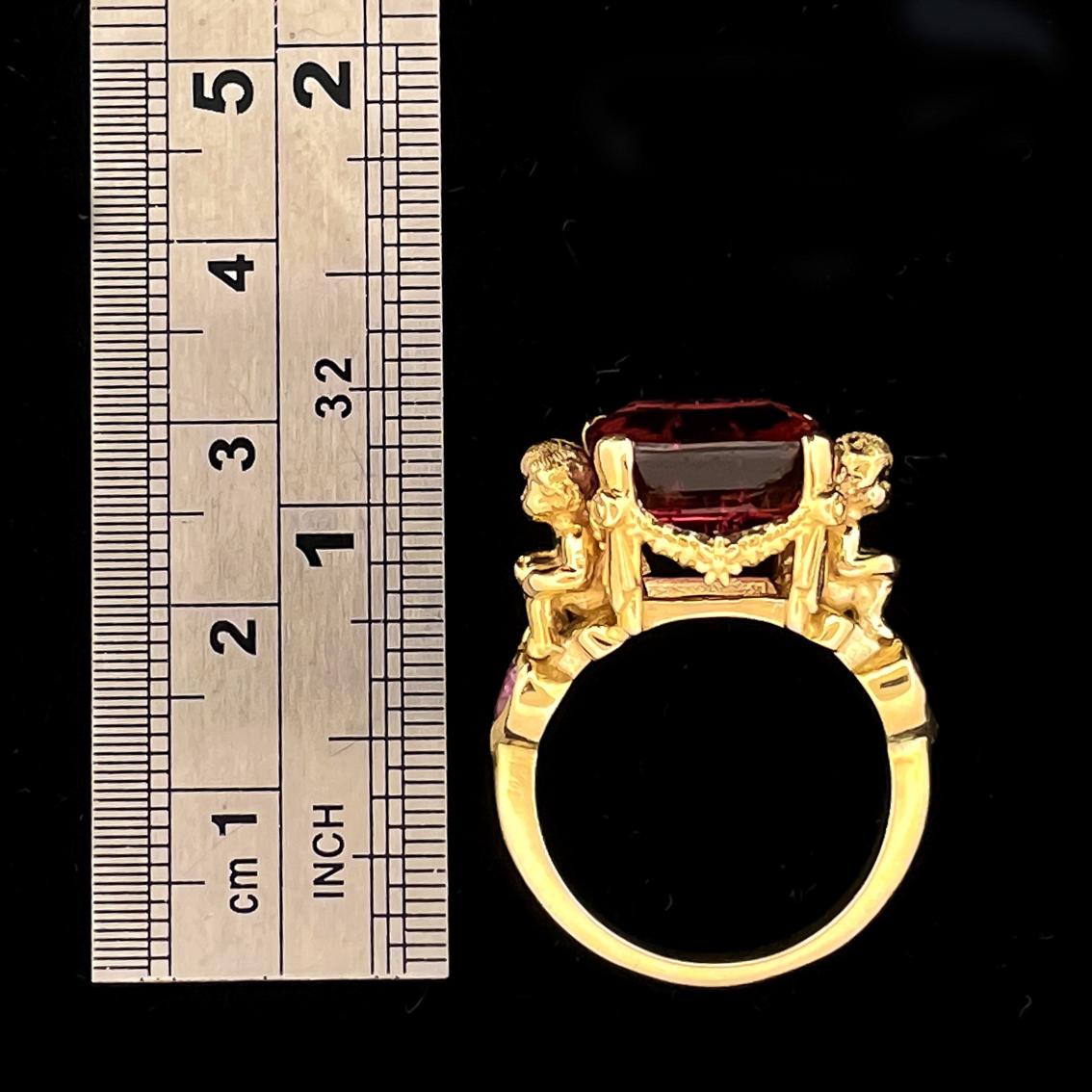 Rubellite Tourmaline and Pink Sapphires Gold Ring  For Sale 10