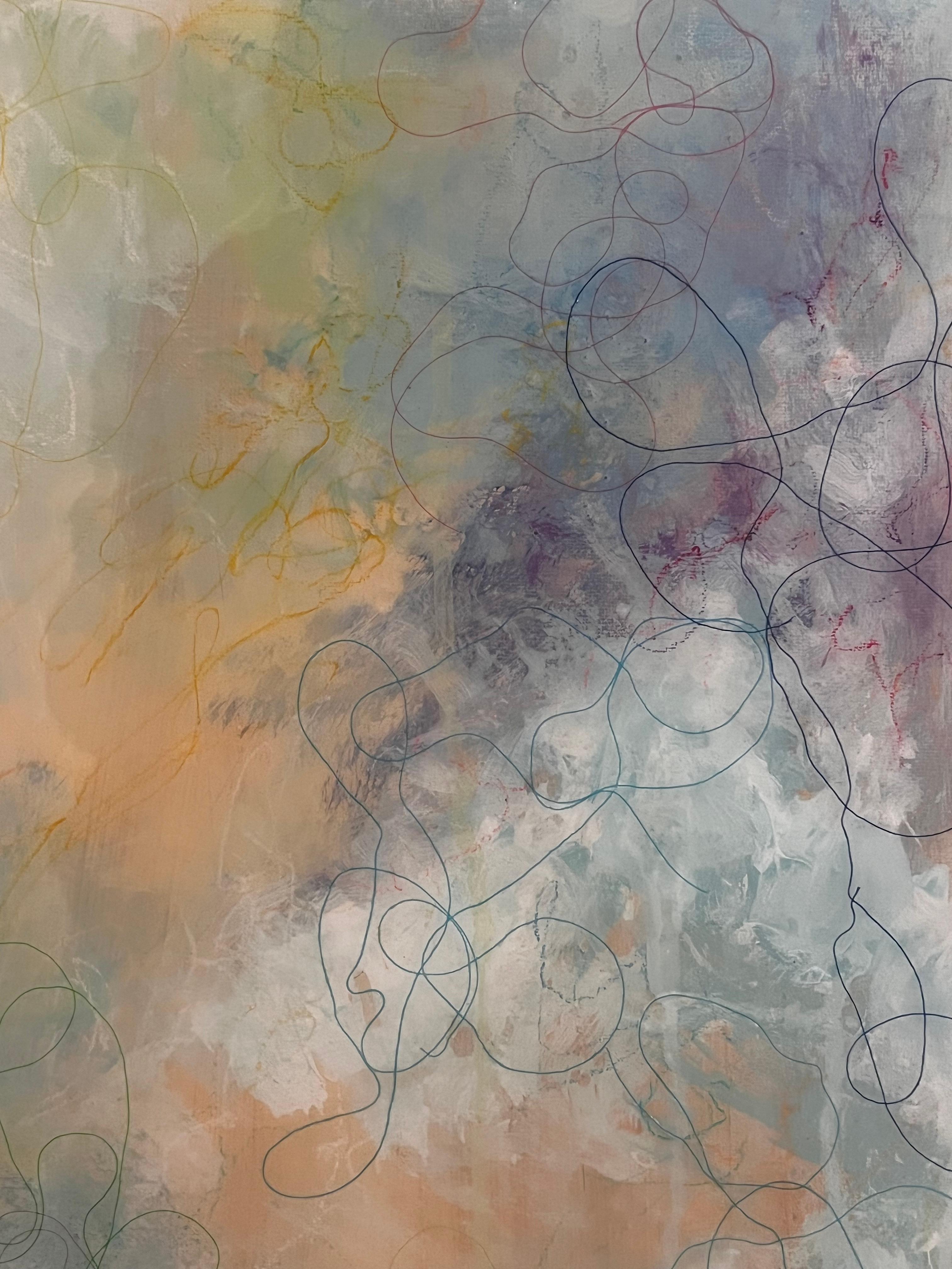 Anthea Kerou
Enso #2
Pittura acrilica, pastello a olio, resina e filo su tela
20 x 16 pollici

Anthea Kerou è un'artista americana di origine greca e inglese, nota per il suo approccio diverso e sperimentale all'arte. Con un background
