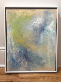 Enso #3:  Aus der Serie „Enso“. Blau & Grün abstrakte Mischtechnik