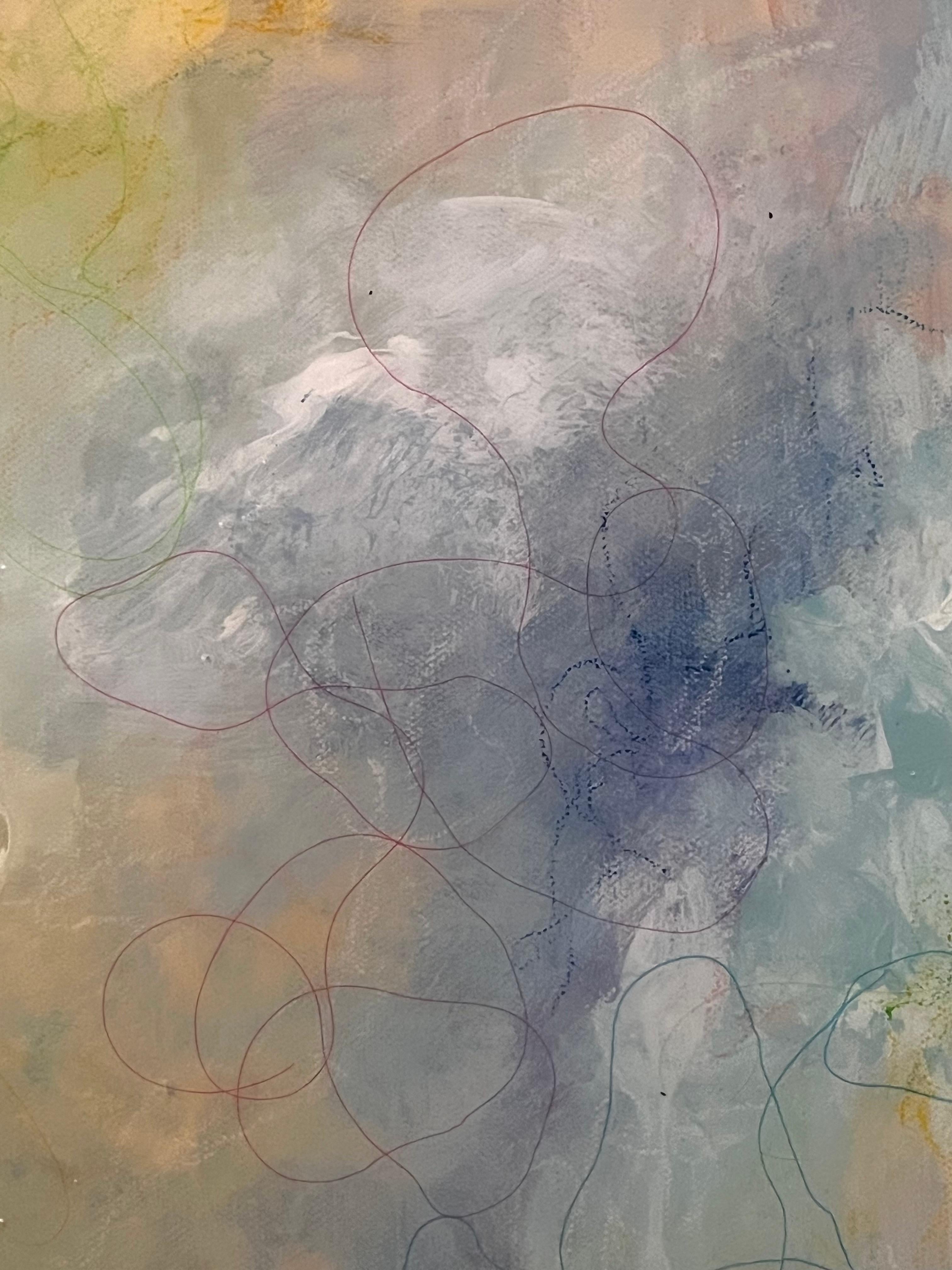Anthea Kerou
Enso #3, 2023
Pittura acrilica, pastello a olio, resina e filo su tela
20 x 16 pollici

Anthea Kerou è un'artista americana di origine greca e inglese, nota per il suo approccio diverso e sperimentale all'arte. Con un background