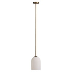 Anthea Satin Brass and White Opal Glass Pendant Lamp by Lampex Italiana 