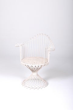 Antheor White Metal Armchair By Matthieu Mategot, 1950s