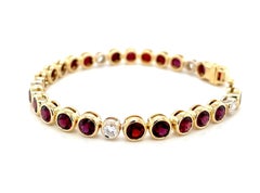 Anthill Chrome Pyrope Garnet & Diamond Tennis Bracelet in 18k Yellow Gold