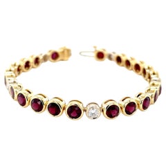 Anthill Chrome Pyrope Garnet & Diamond Tennis Bracelet in 18k Yellow Gold