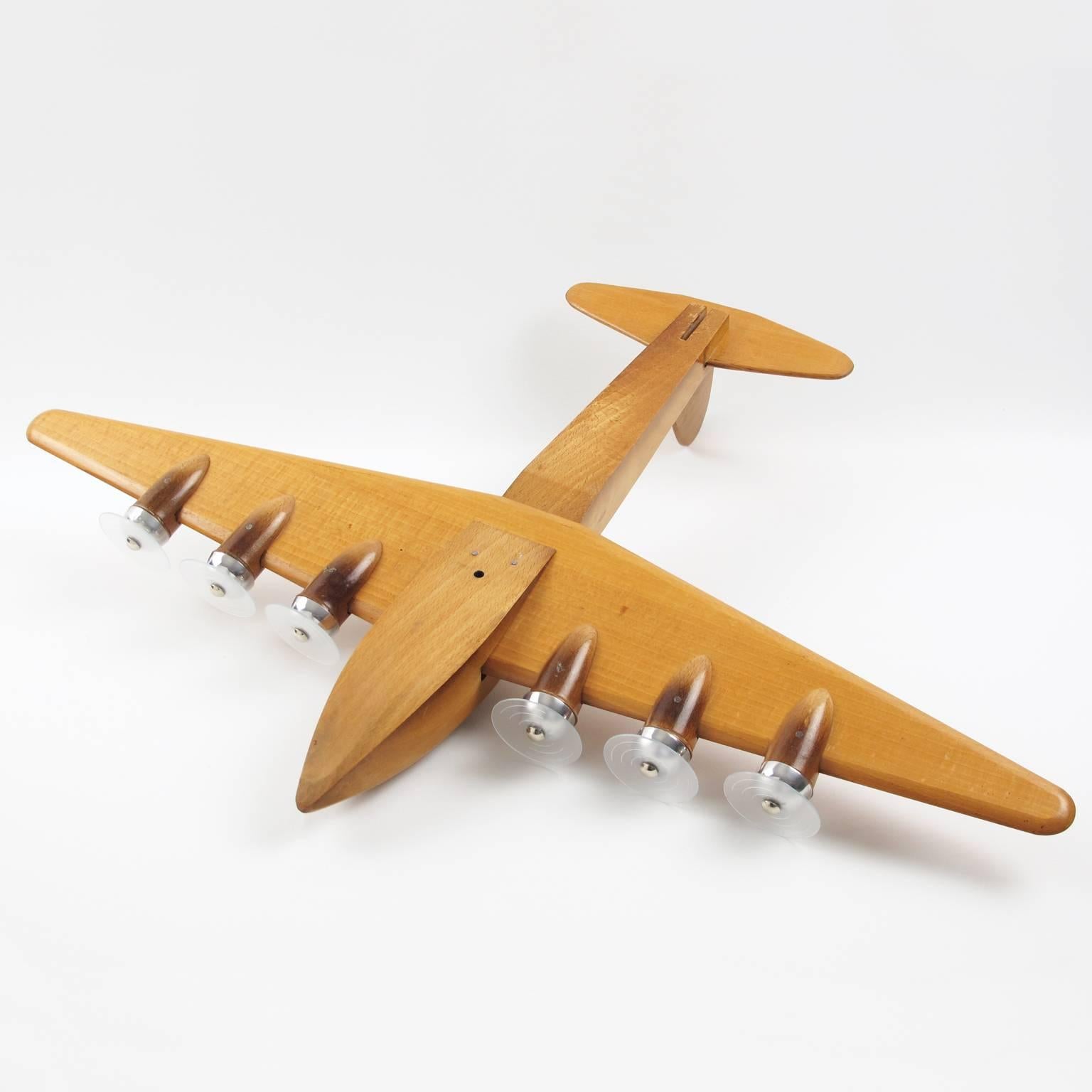 Anthoine Art Bois Studio French Art Deco Wooden Airplane Aviation Model 3