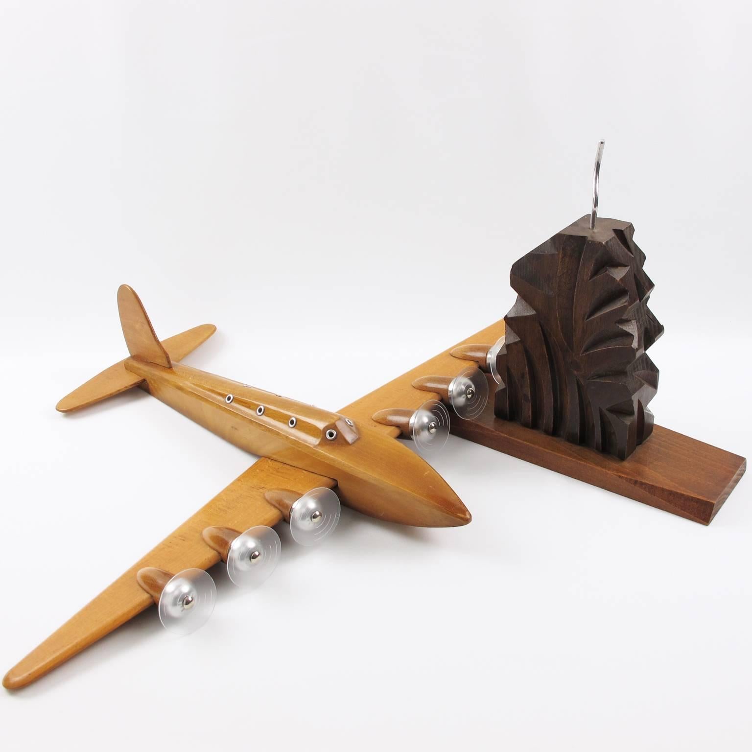 Anthoine Art Bois Studio French Art Deco Wooden Airplane Aviation Model 1