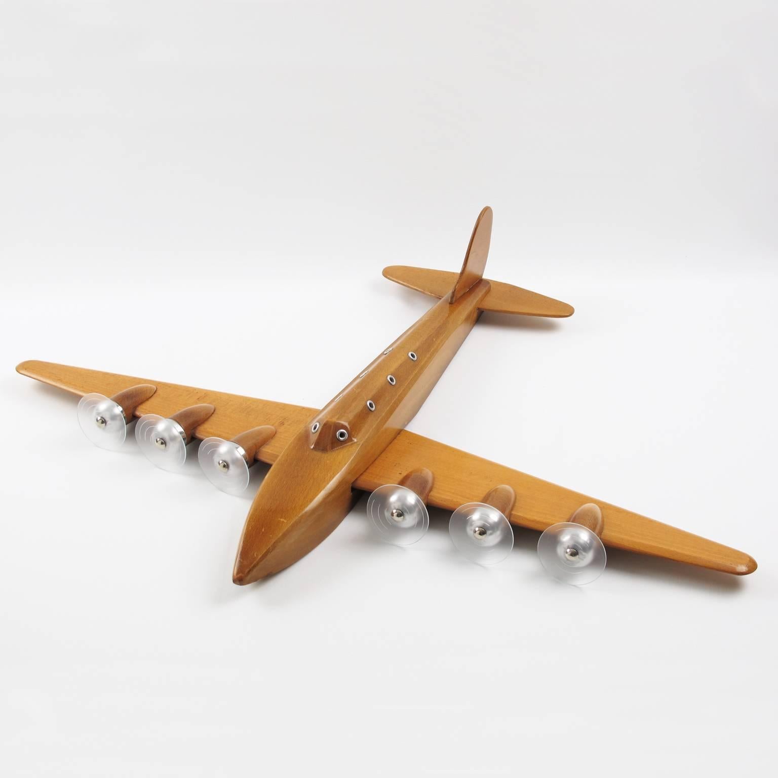 Anthoine Art Bois Studio French Art Deco Wooden Airplane Aviation Model 2