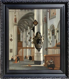 17th century dutch church interior - figurative old master religious interior 