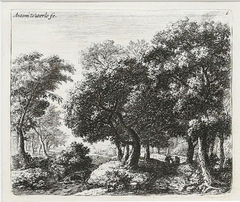 Anthonie Waterloo - Framed 17th Century Etching, Les Deux Cavaliers For Sale 1