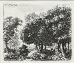 Anthonie Waterloo - Aguafuerte enmarcado del siglo XVII, Les Deux Cavaliers