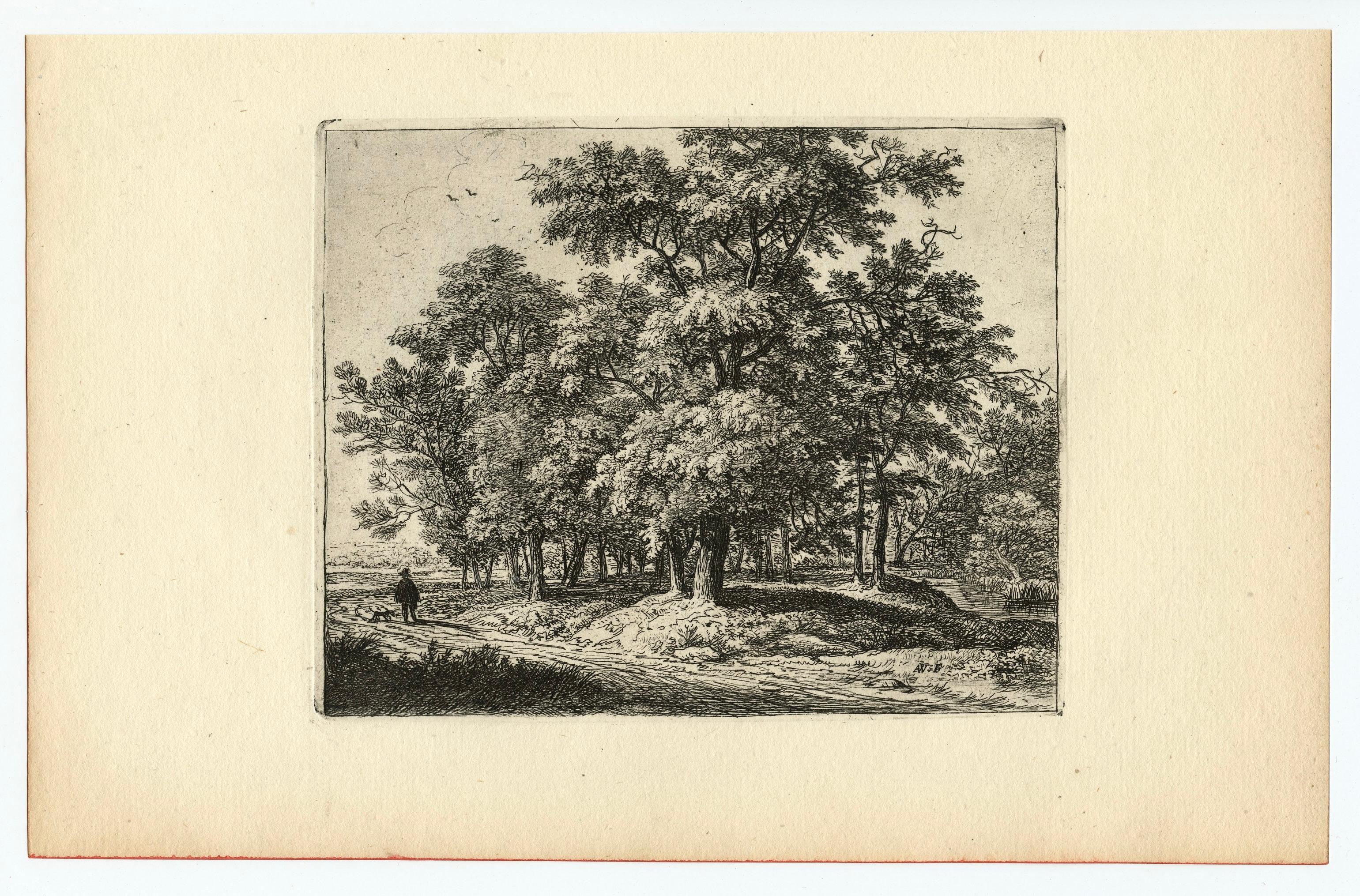 "Traveller Near a Wood" original etching