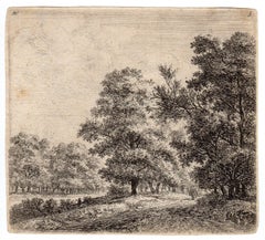 Untitled - Landscape with a road between trees.
