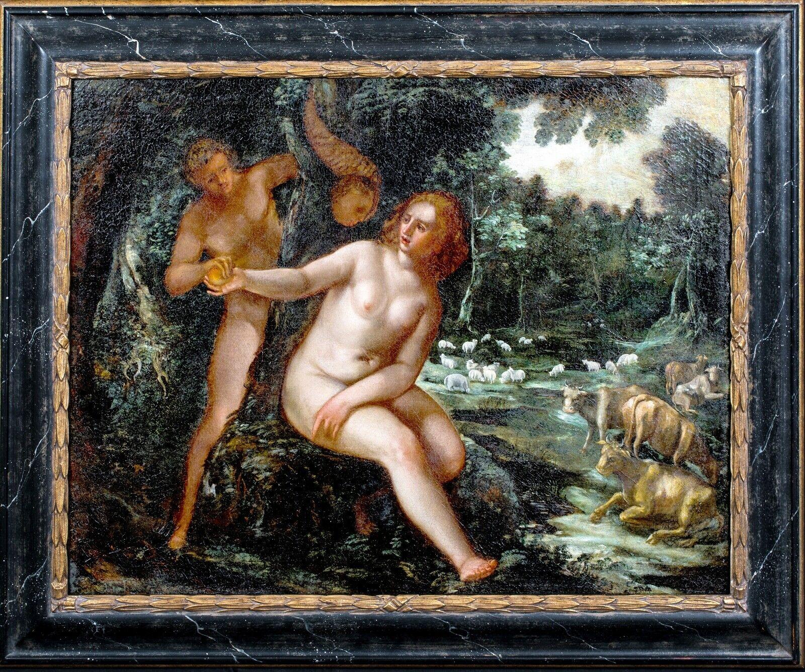 Adam & Eve In the Garden Of Eden, 16th Century - Painting by Anthonisz Wtewael