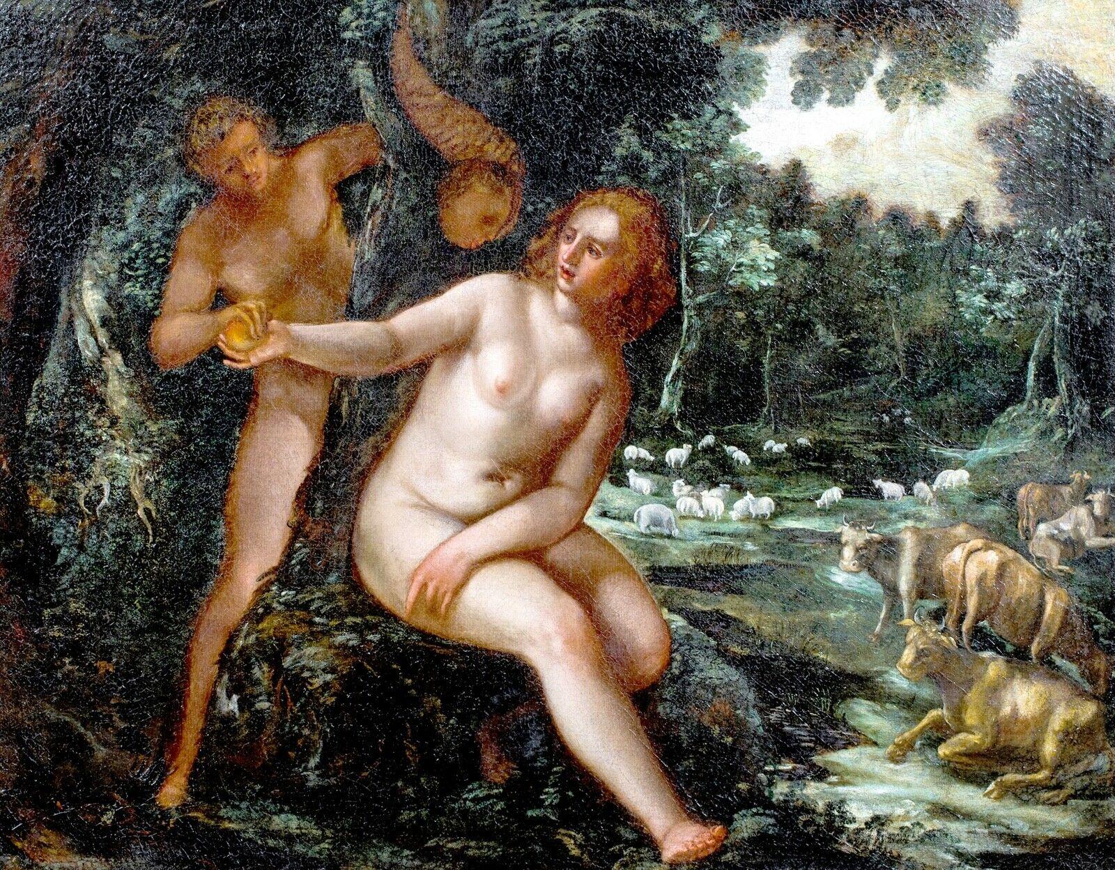 Anthonisz Wtewael Portrait Painting - Adam & Eve In the Garden Of Eden, 16th Century