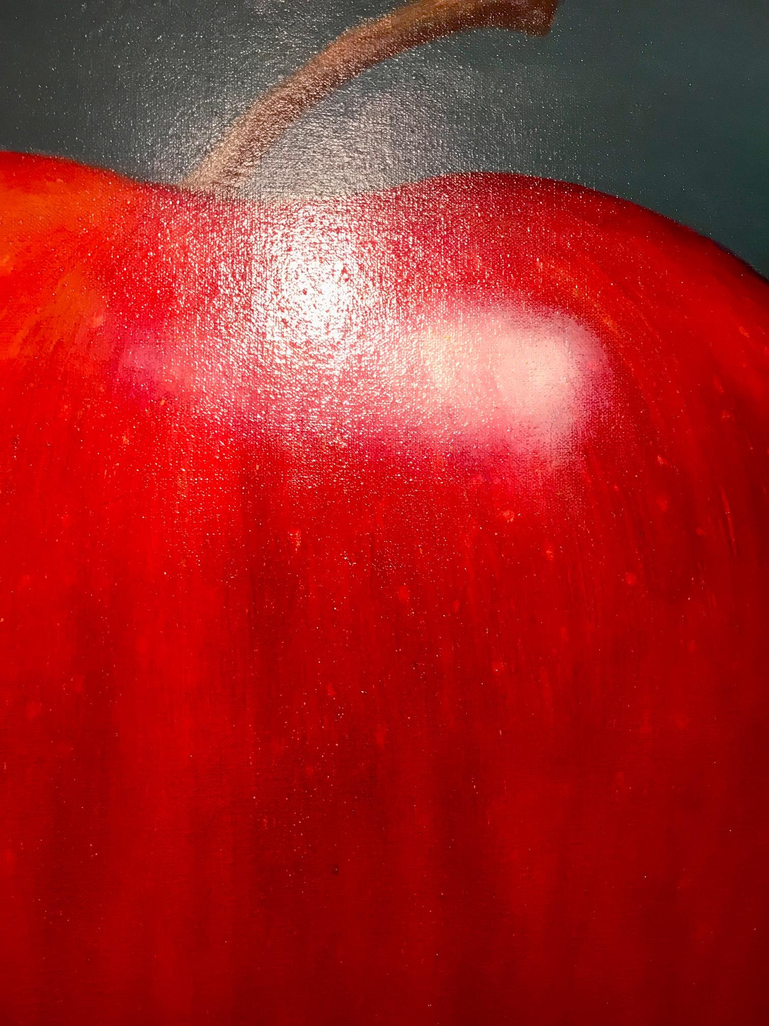 Anthony Ackrill applies his classical training at Florence Academy of Art to create still life studies which are both realistic and dramatic.  Enlightened Apple
is a perfect example of his technique of taking an everyday scene but showing it in an