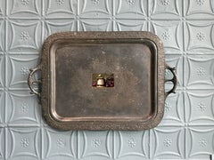 "Grapes" antique dining tray, unique mini oil painting detail, still life, fruit