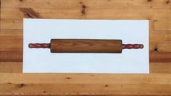 "Rolling Pin" zeitgenössisches realistisches Ölgemälde auf Holzplatte