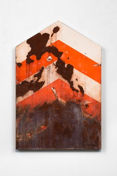 Forward - Hyperrealistic oil painting of rusty directional road sign