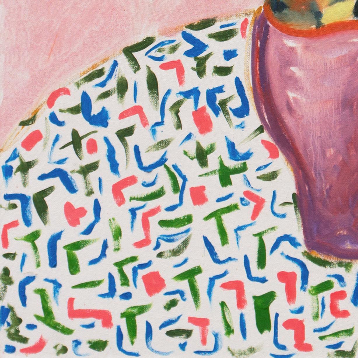 „Wilde Blumen in einer Steingutvase“, kalifornischer postimpressionistischer Postimpressionist, Santa Cruz – Painting von Anthony and Michael McNaught