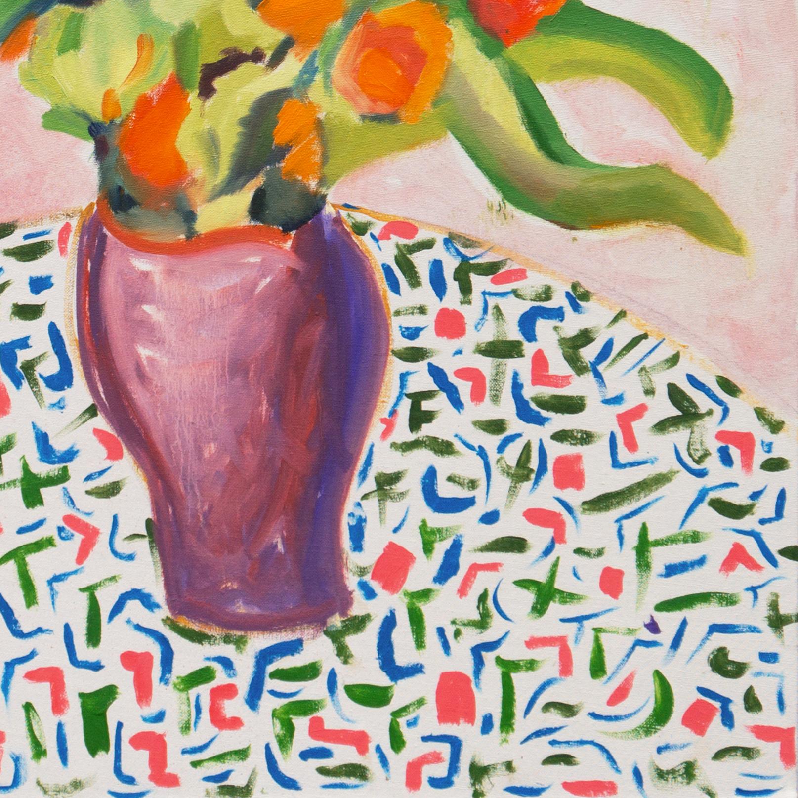 „Wilde Blumen in einer Steingutvase“, kalifornischer postimpressionistischer Postimpressionist, Santa Cruz im Angebot 2