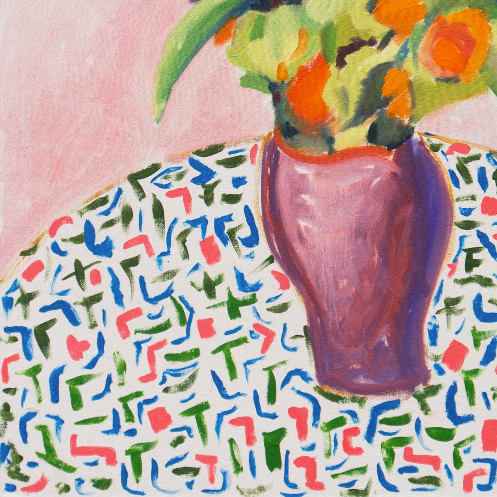 „Wilde Blumen in einer Steingutvase“, kalifornischer postimpressionistischer Postimpressionist, Santa Cruz im Angebot 3