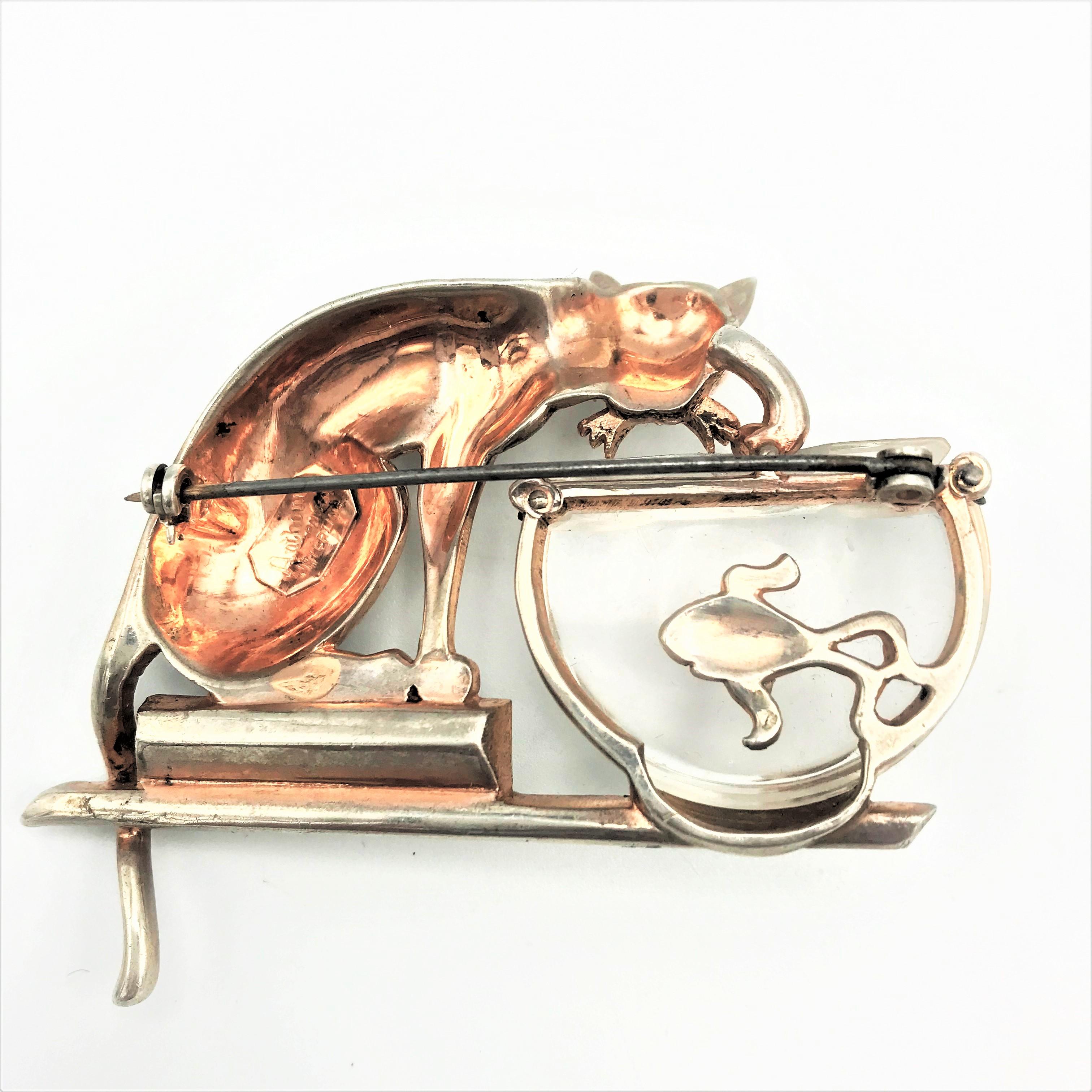 silver cat brooch