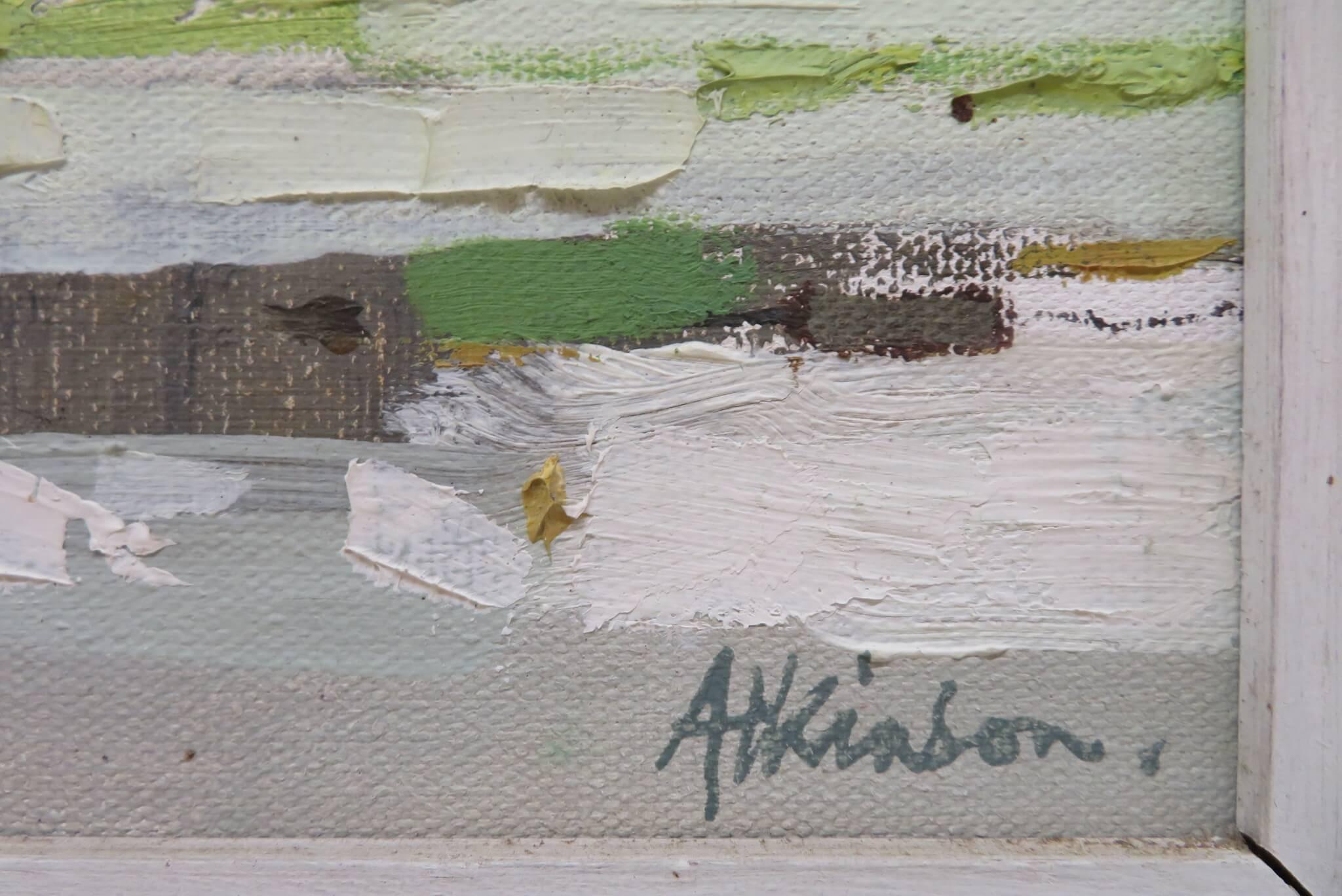 Óleo original de East Anglian Paisaje inglés postimpresionista c.1975 - Painting Impresionista de Anthony Atkinson