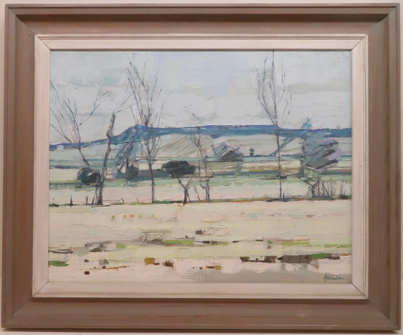 Figurative Painting de Anthony Atkinson - Óleo original de East Anglian Paisaje inglés postimpresionista c.1975
