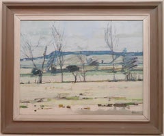Óleo original de East Anglian Paisaje inglés postimpresionista c.1975