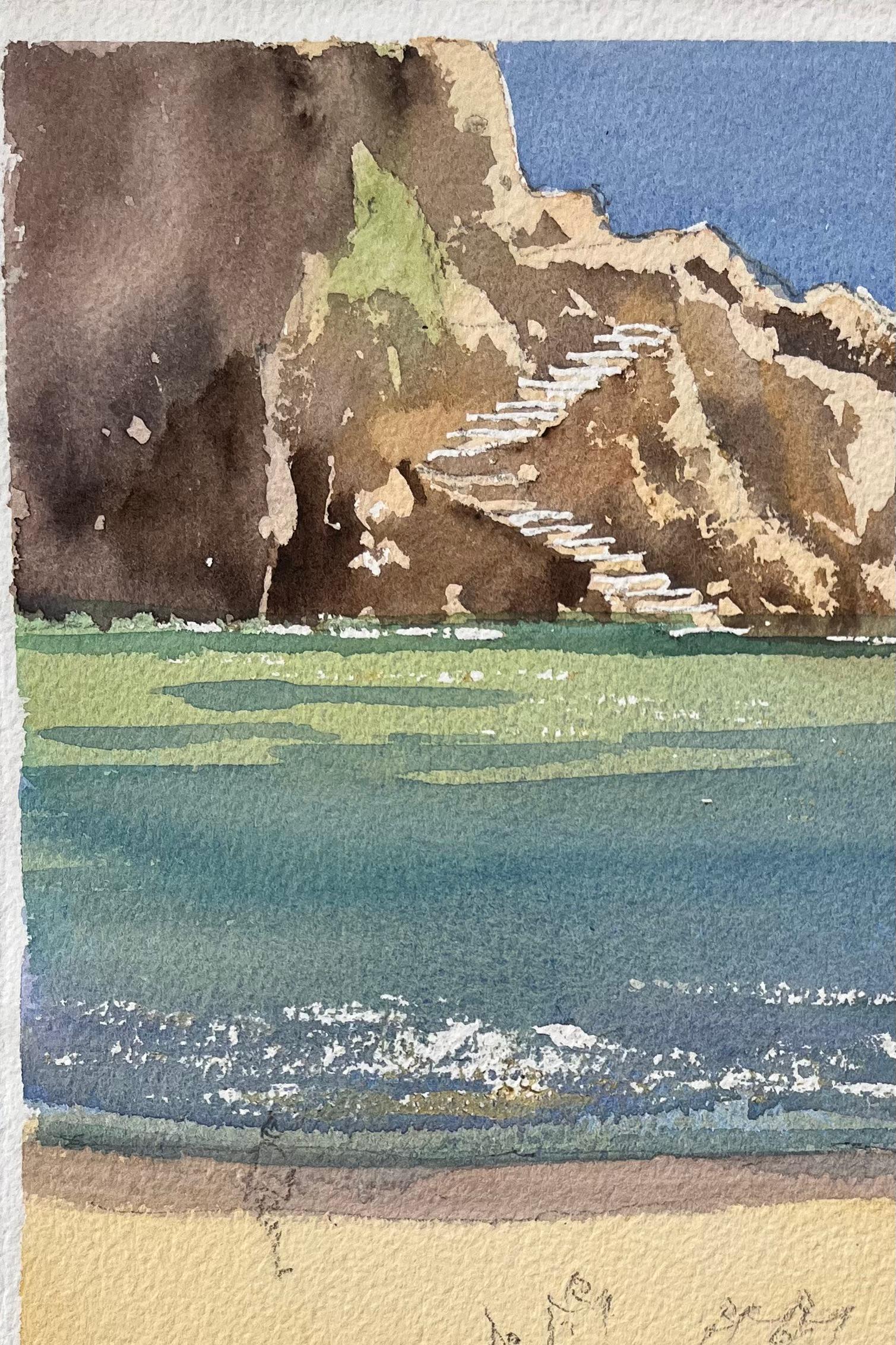 Britisches impressionistisches Aquarell einer Strandszene mit Küsten Cliffs, britischer Impressionismus im Angebot 1