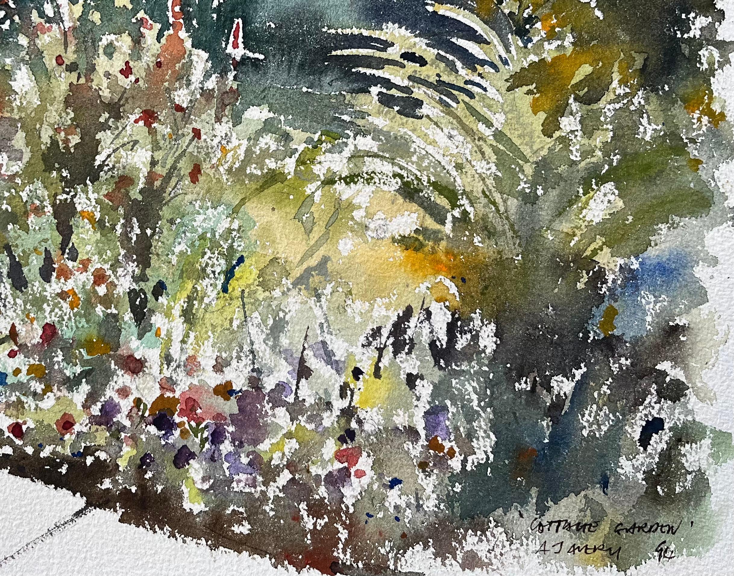 Britisches impressionistisches Aquarell eines Cottage-Gartens (Impressionismus), Painting, von Anthony Avery
