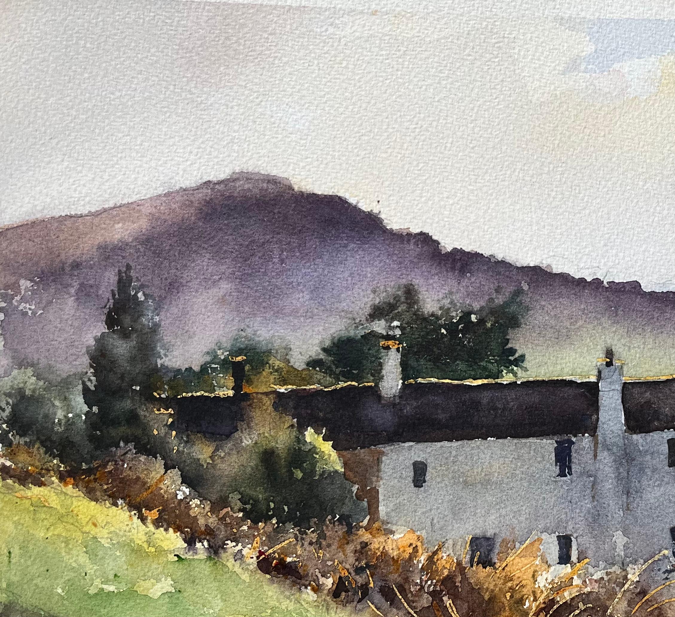 Britisches impressionistisches Aquarell eines Cottages in einer Mischung aus der britischen Landschaft im Angebot 1