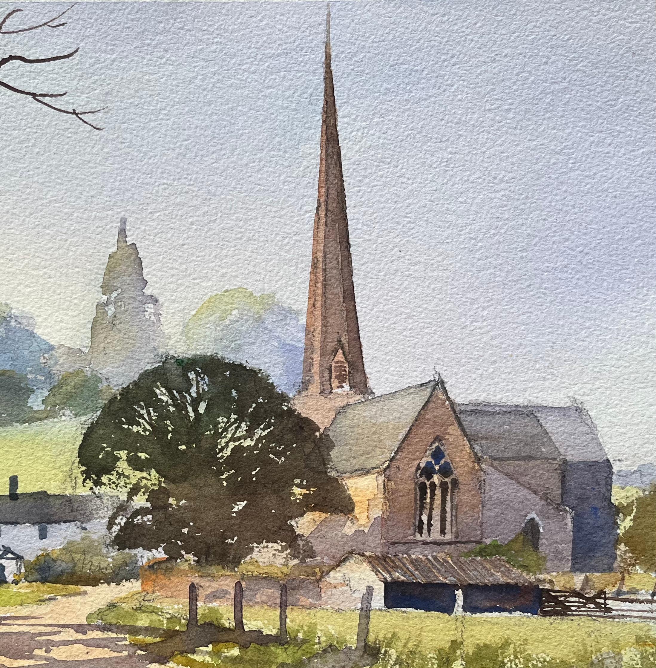 Title: British Impressionist Watercolor of a Country Church and Cottage
By Anthony Avery (British 1946-2023)
Original watercolor on artists paper, unframed
Dimensions: 11.25 x 15.25 inches (Height x Width)
Condition: Good, with some minor signs of