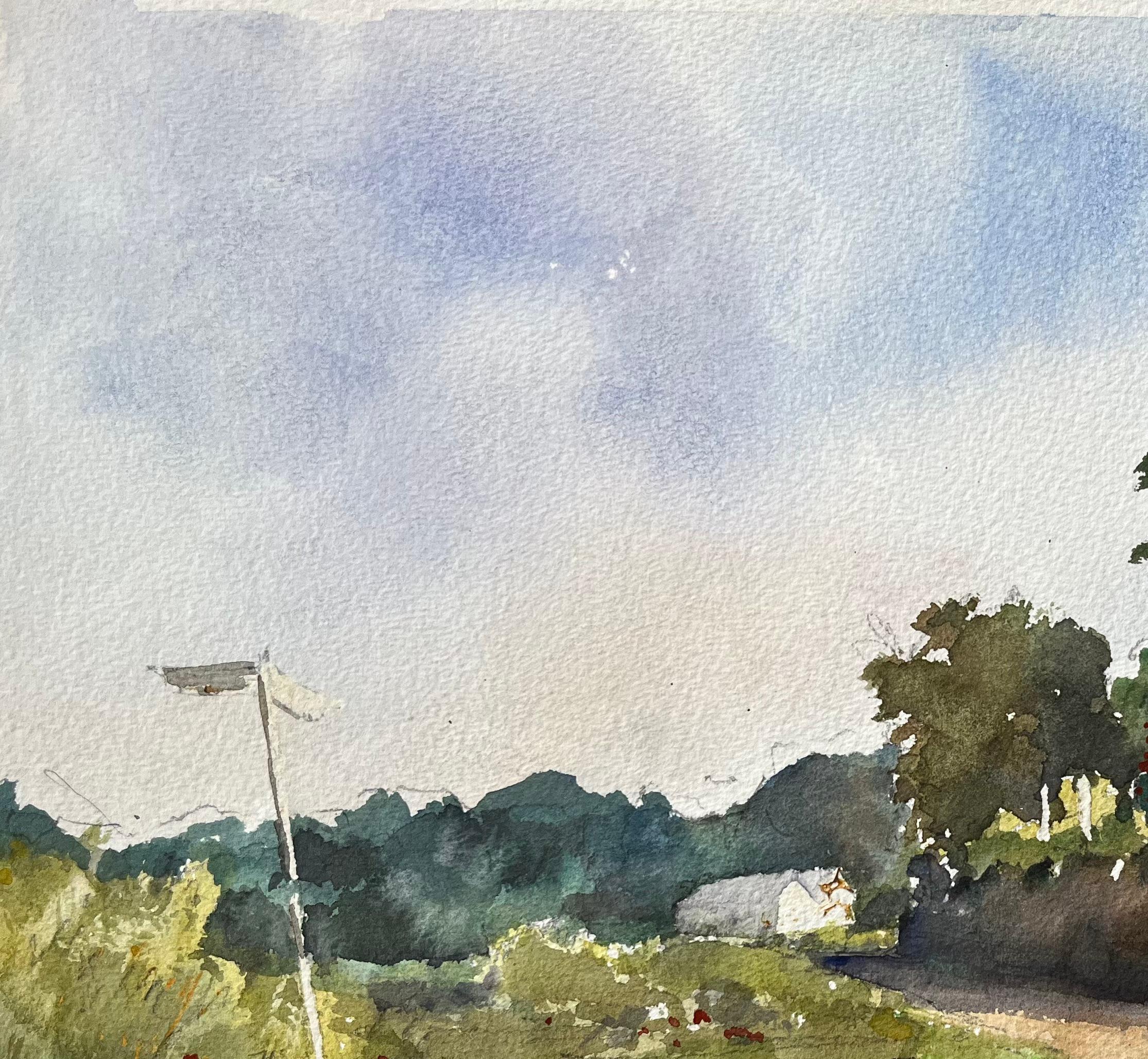 Britisches impressionistisches Aquarell eines Landhauses und eines Bauernhauses im Angebot 1
